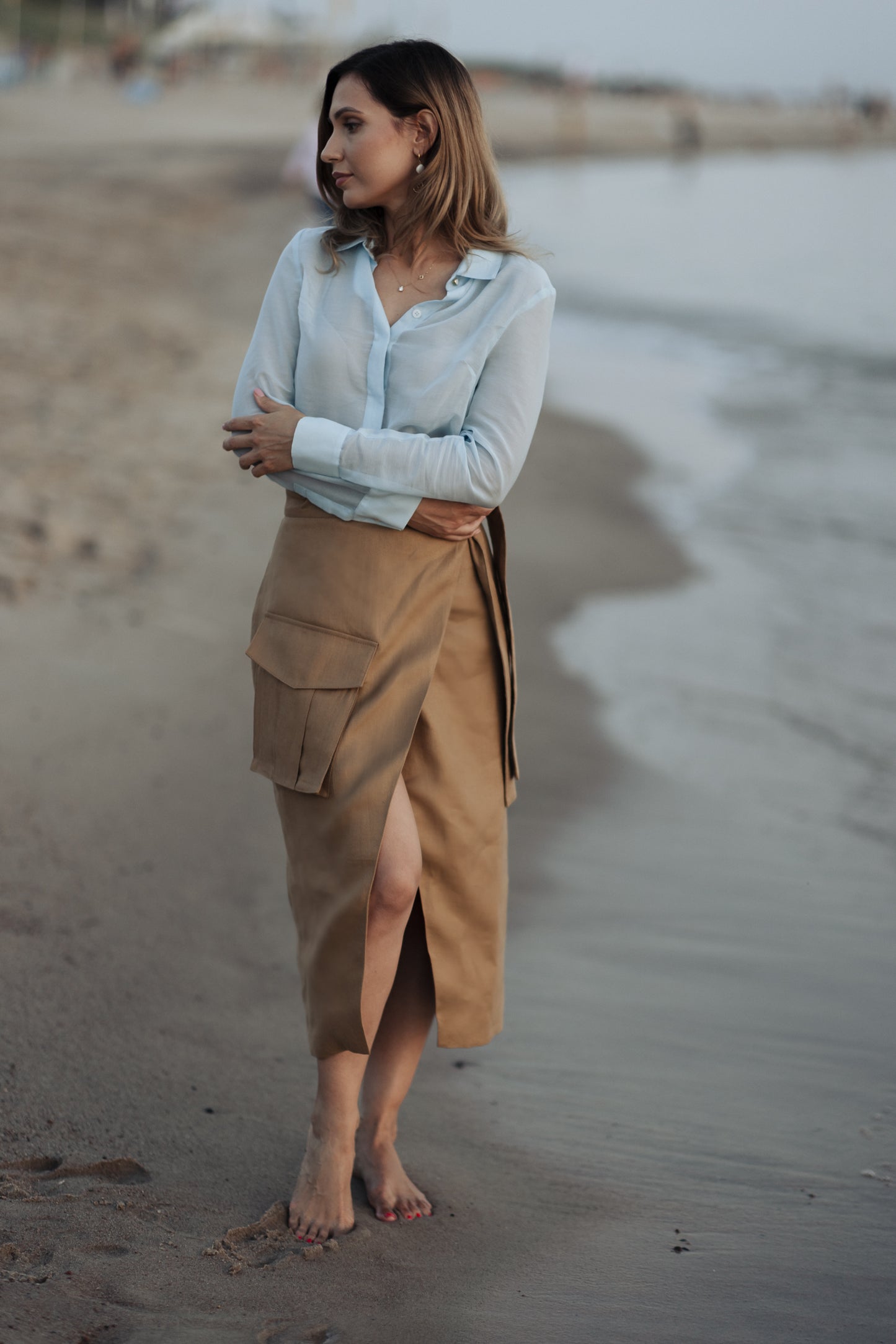 Sky blue silk shirt