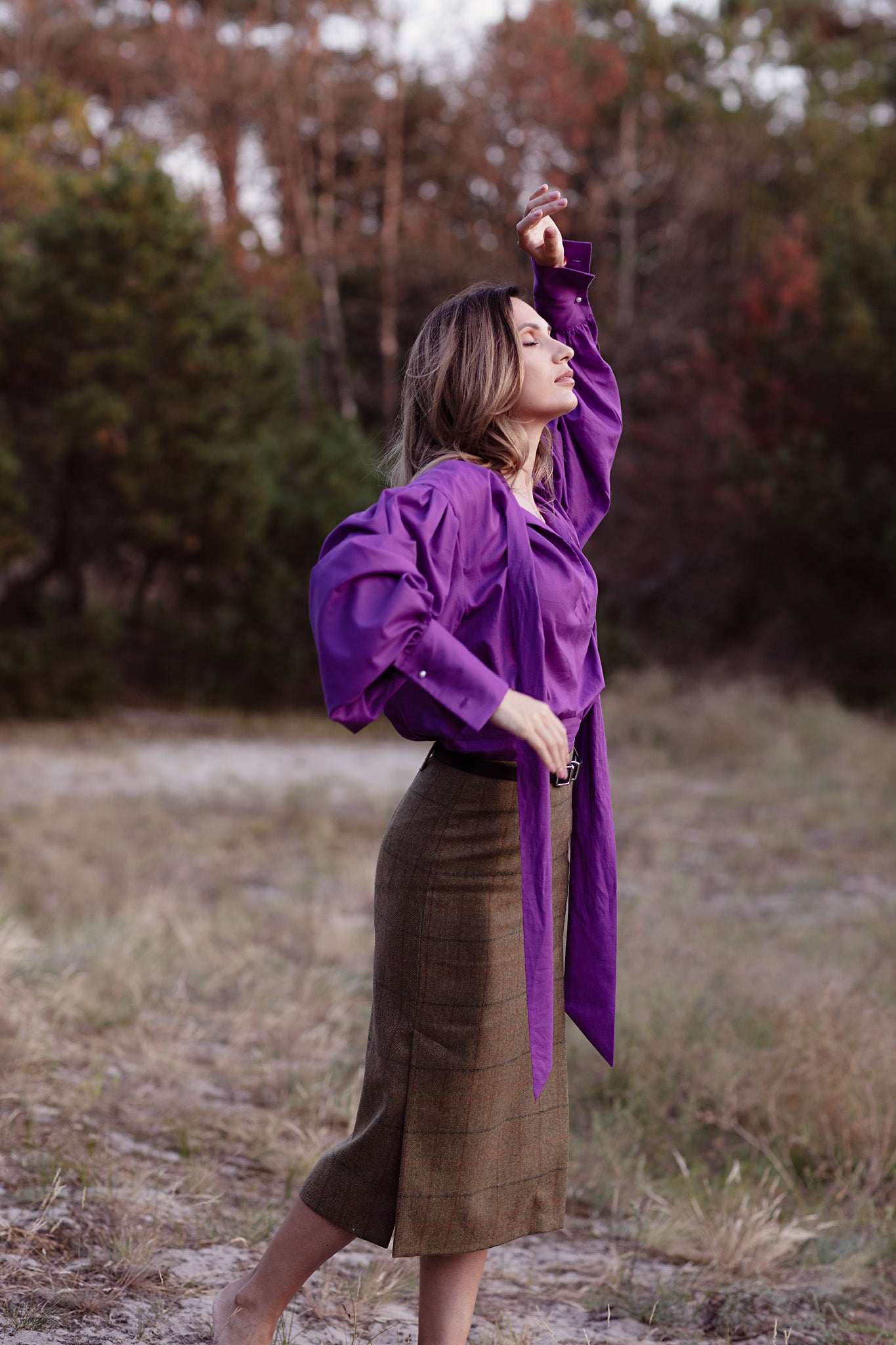 Violet self-tie blouse