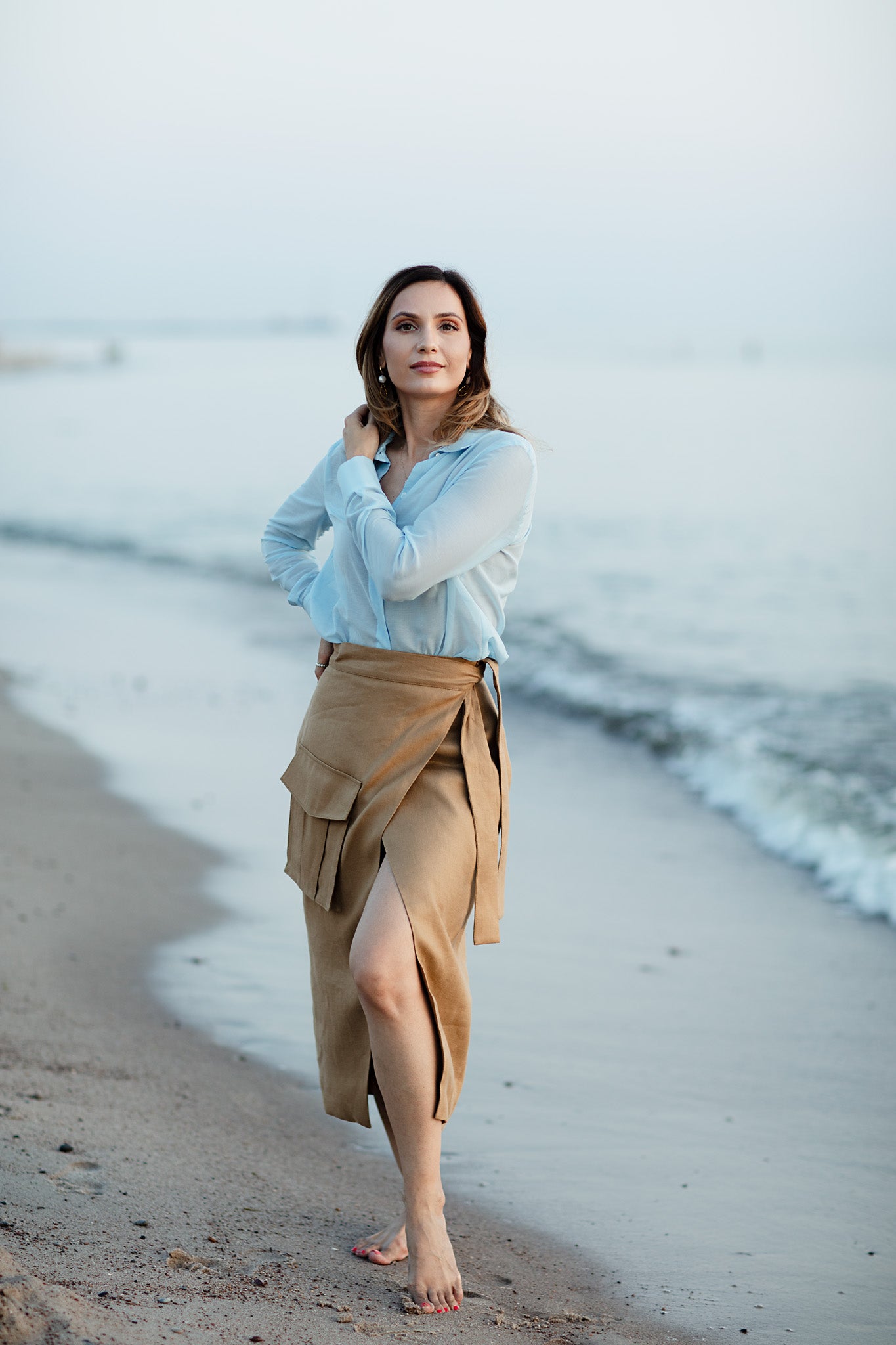 Sky blue silk shirt