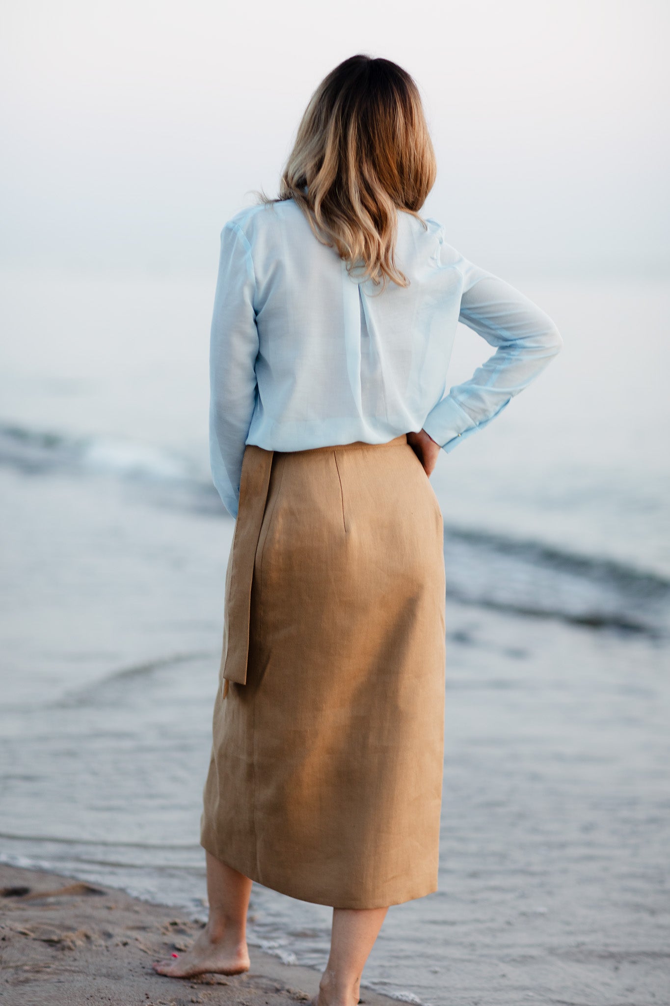 Sky blue silk shirt