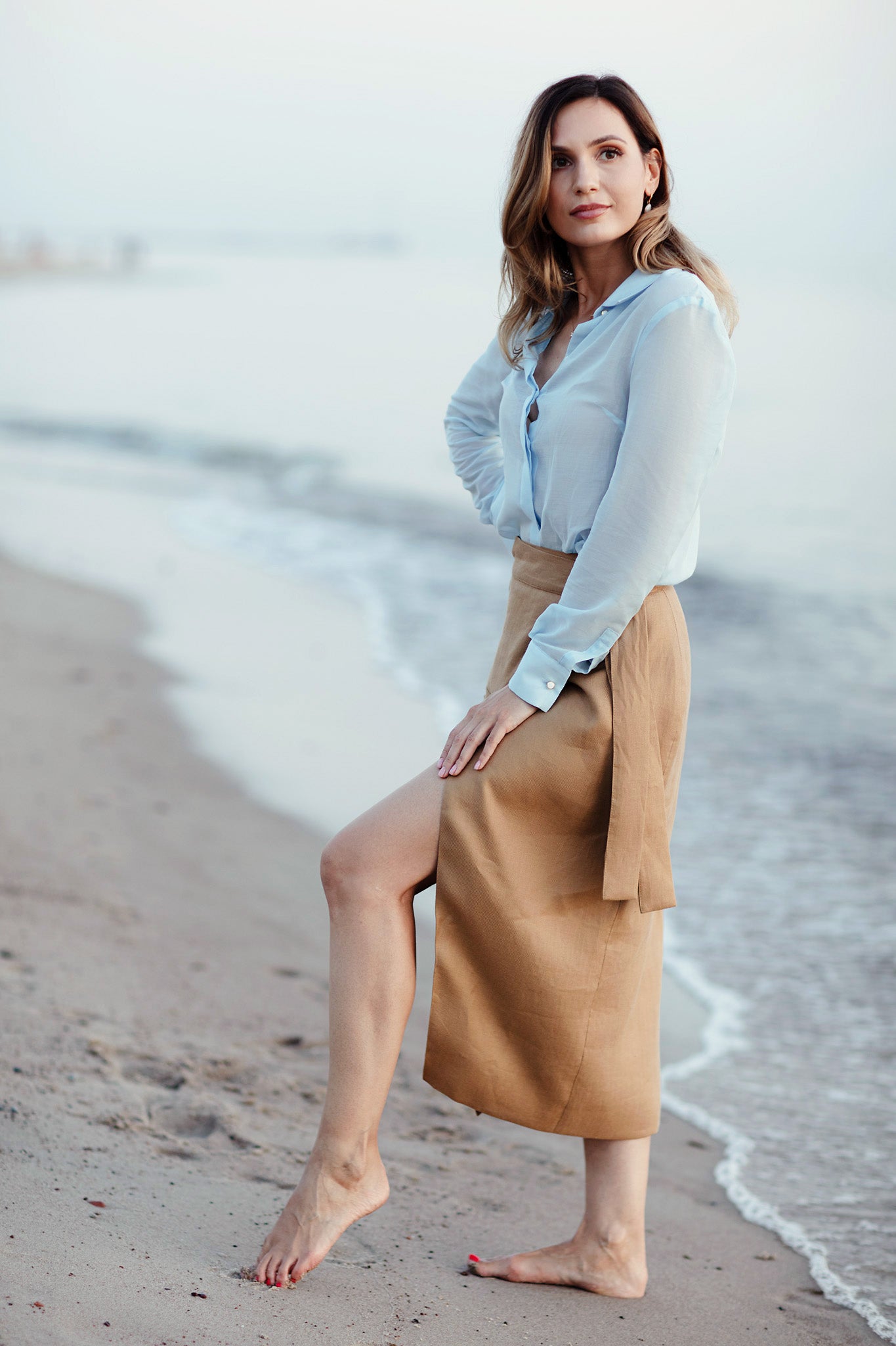 Wrap lined midi skirt Dune