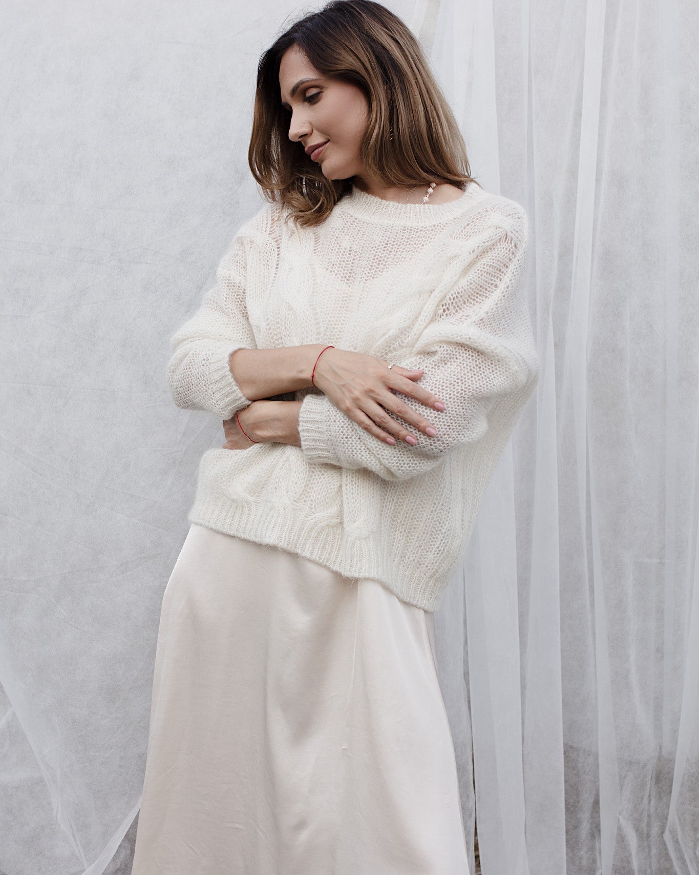 Silk dress with mohair sweater